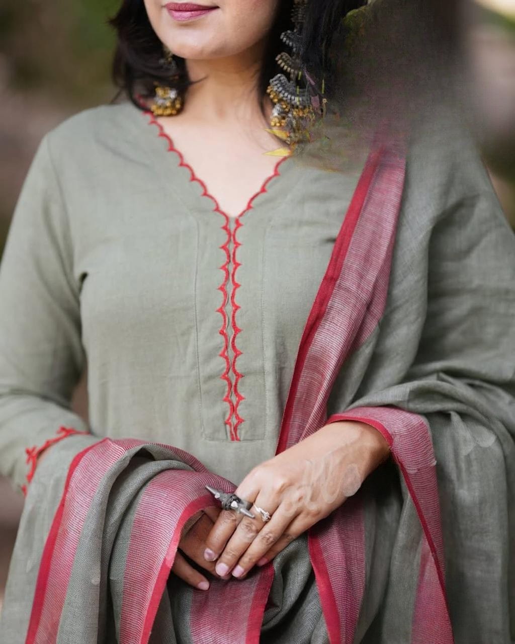 Premium Light Grey Straight Kurta Pant Set with Designer Dupatta