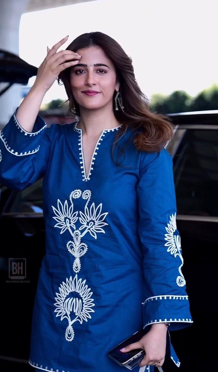 Royal Blue Ivory Embroidered Co-ord Kurta Set