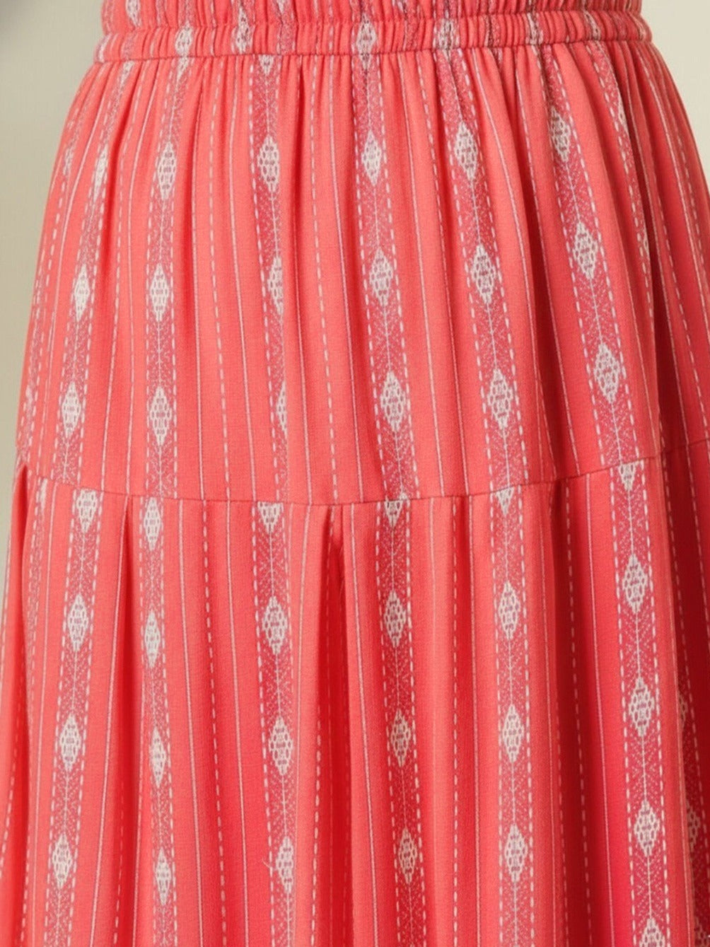 Coral Pink Printed Cotton Kurta Pant Set