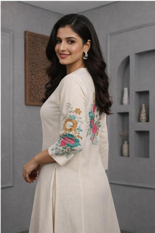 White Cotton Embroidered Anarkali Kurta Dress
